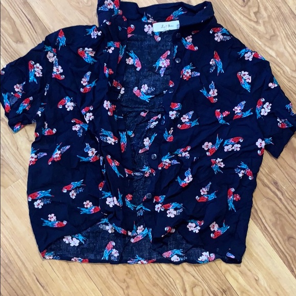 Dark Blue Cropped button up - Picture 1 of 3